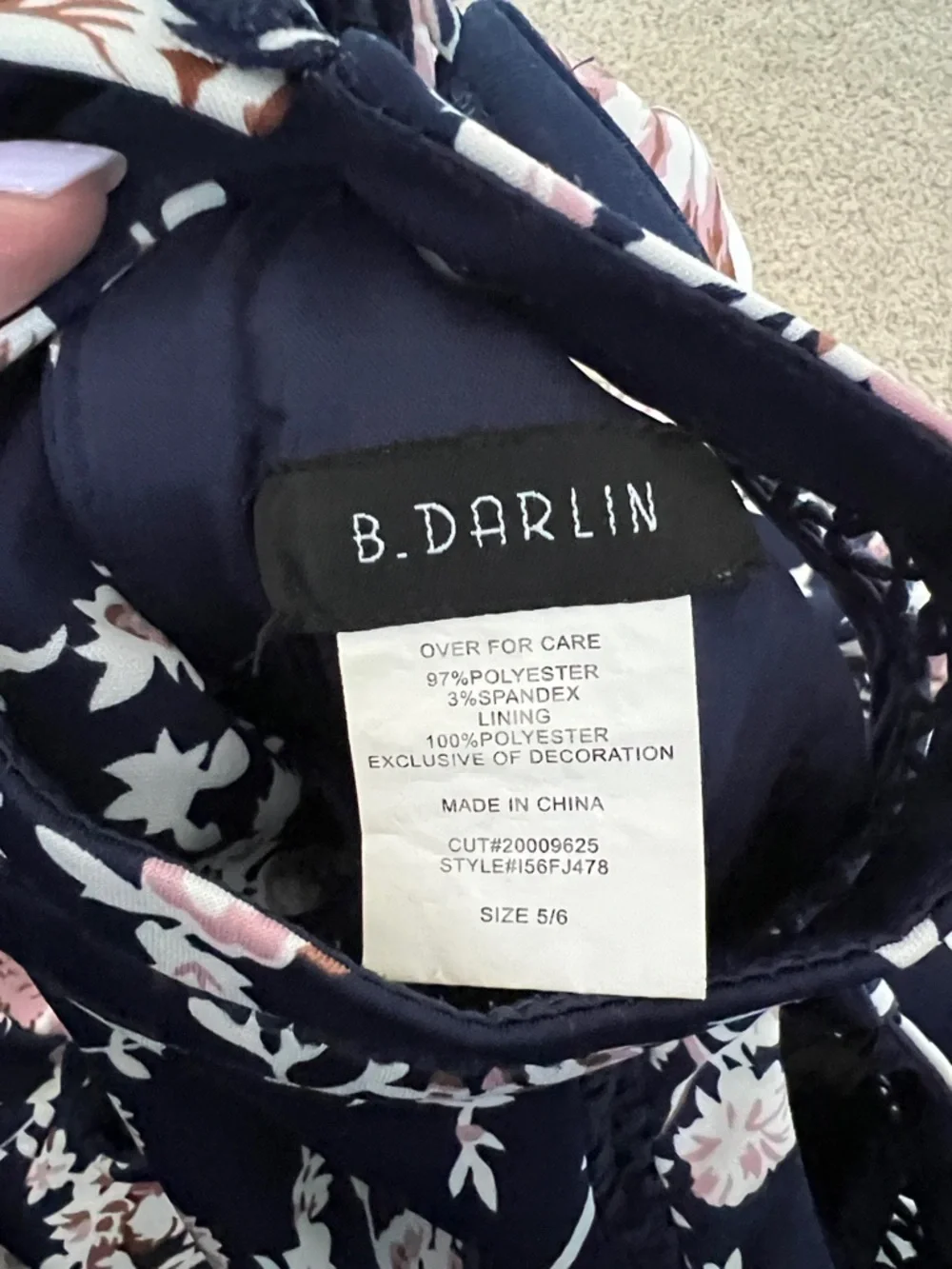 B Darlin Navy Floral Halter Fit-and-Flare Dress - Picture 3 of 7